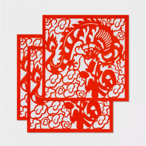 农历新年模切龙乙烯基窗贴花贴纸3张