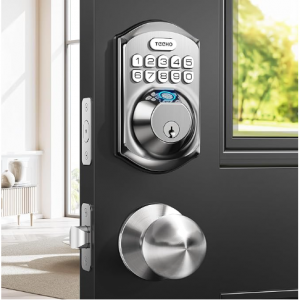 TEEHO TE002K Keyless Fingerprint Deadbolt Door Lock - Smart Lock with Handle and Keypad @ Amazon