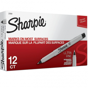 SHARPIE 黑色馬克筆 超細筆頭12支 @ Amazon