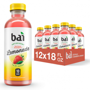 Bai Flavored Water, São Paulo Strawberry Lemonade, 18 oz (Pack of 12) @ Amazon
