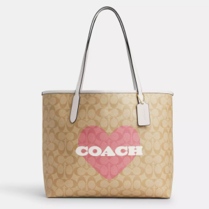 63% Off Coach City Tote In Signature Canvas With Heart Print @ Coach Outlet