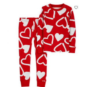OshKosh B'gosh幼兒 2 件套,情人節紅心圖案 100% 貼身棉質睡衣