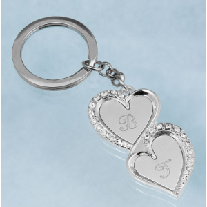 雕刻双心形钥匙链