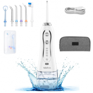 H2ofloss Water Flosser Portable Dental Oral Irrigator with 5 Modes, 6 Replaceable Jet Tip @ Amazon