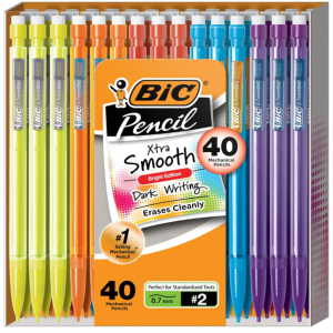 BIC Xtra-Smooth Mechanical Pencils with Erasers (MPCE40-BLK),  (0.7mm), 40-Count Pack @ Amazon