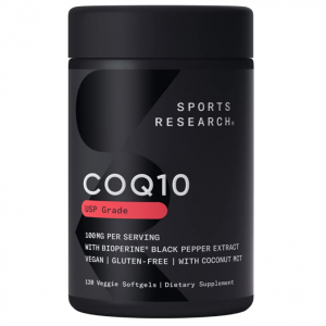 Sports Research CoQ10 (100mg) Enhanced w/Coconut Oil & Bioperine (Black Pepper) for Better Absorpt
