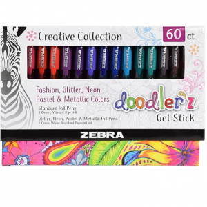 Zebra Pen Doodler'z Gel Stick Pen 1.0mm Assorted 60Pk (41960) @ Amazon