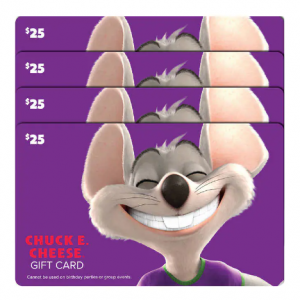 Chuck E. Cheese Four Restaurant $25 E-Gift Cards