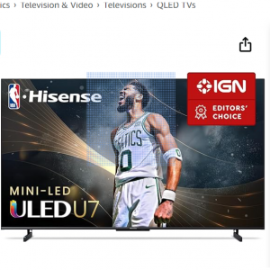 40% off Hisense 55-Inch Class U7 Series Mini-LED ULED 4K UHD Google Smart TV (55U7K, 2023) @Amazon