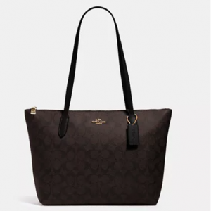 67% Off Coach Zip Top Tote In Signature Canvas @ Coach Outlet