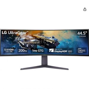 21% off LG 45GR65DC-B 45" Ultragear™ QHD 1ms 200Hz Curved Gaming Monitor @Amazon