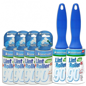 Household Essentials 79120-1 Cedar Fresh 2 Pack Lint Rollers | Includes Two Rollers with 4 Refills