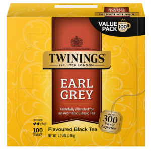 Twinings Earl Grey Black Tea, 100 Individually Wrapped Tea Bags, Citrus and Bergamot @ Amazon