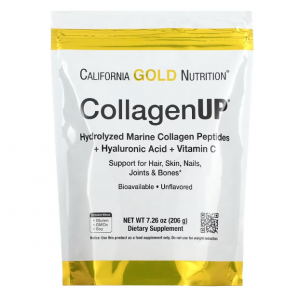 California Gold Nutrition, CollagenUP，水解海洋胶原蛋白肽 + 透明质酸和维生素 C，原味，7.26 盎司（206 克）