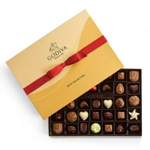 GODIVA Assorted Chocolate Gold Gift Box, Red Ribbon, 36 Piece