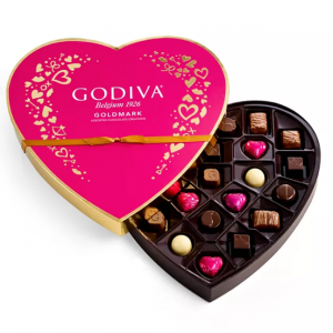 GODIVA Valentine's Day Assorted Chocolates Heart Box, 24 Pieces