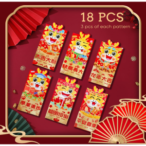 Evelame 18 Pack Large Size 2024 Year of the Dragon Red Envelopes for Spring Festival @ Amazon