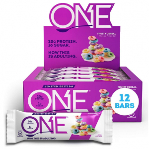 ONE Protein Bars, Fruity Cereal, 2.12 Ounce Pack (12 Count) @ Amazon