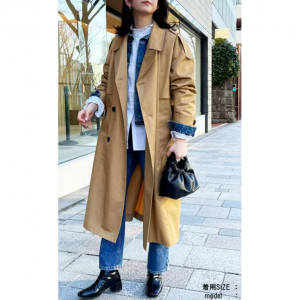 MAISON BREEZE/■ブリティッシュクロス ダブルブレストオーバーサイズトレンチコート オフィスカジュアル ロングトレンチ トラッド 通勤 通学 定番 ジャケット 長袖 メゾンブリーズ