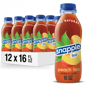 Snapple Peach Tea, 16 fl oz recycled plastic bottle, Pack of 12 @ Amazon