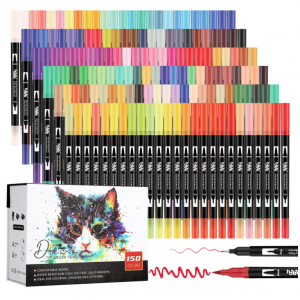 hhhouu 150 Colors Dual Tip Brush Pens Art Markers Set @ Amazon