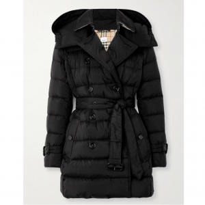 BURBERRY 双排扣绗缝系带羽绒服