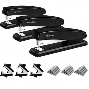 Amazon Basics Stapler Value Pack Including Staples and Staple Remover, 3 Pack, Black @ Amazon