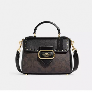 70% Off Coach Top Handle Satchel In Colorblock Signature Canvas With Rivets @ Coach Outlet