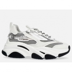 Steve Madden Women's Possession-E Faux Leather and Mesh Trainers