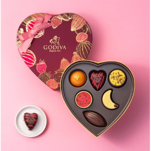 GODIVA 2024情人节限定水果口味心形巧克力礼盒 6枚装 134 克