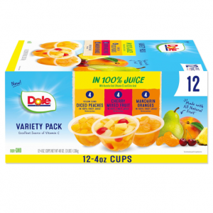 Dole Fruit Bowls in 100% Juice Variety Pack Snacks, 4oz 12 Total Cups @ Amazon