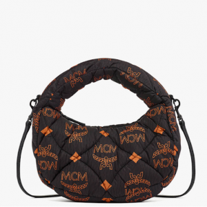 MCM Aren Hobo Logo-Print Quilted Shell Mini Bag