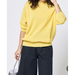 【ピマコットン100%・洗濯機OK】綿のポケットデザインニット