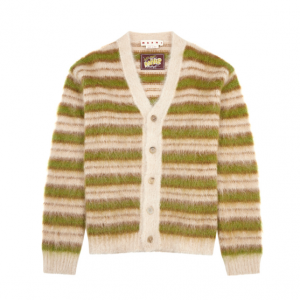 MARNI Stripe-intarsia mohair-blend cardigan