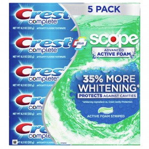Crest Complete Advanced Flavoridetoothpaste 5 Pack 8.2 Oz Net Wt 41 Oz @ Amazon