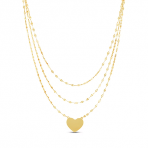50% Off Solid Diamond-Cut Mirror Chain Trio Heart Necklace 10K Yellow Gold 18" @ Kay Jewelers 