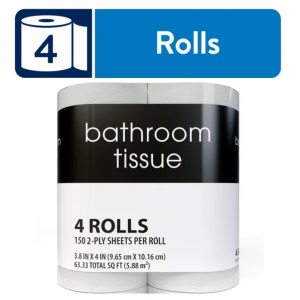 Black and White Toilet Paper, 4 Rolls, 150 2-Ply Sheets per Roll @ Walmart