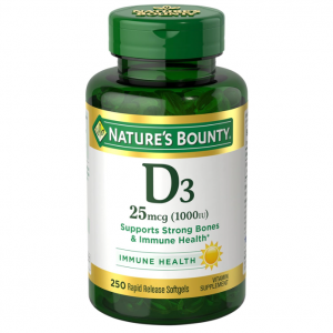Nature's Bounty Vitamin D3 1000 IU, 250 Rapid Release Softgels @ Amazon