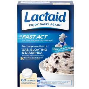 Lactaid Fast Act Lactose Intolerance Chewables with Lactase Enzymes, Vanilla, 60 Count @ Amazon