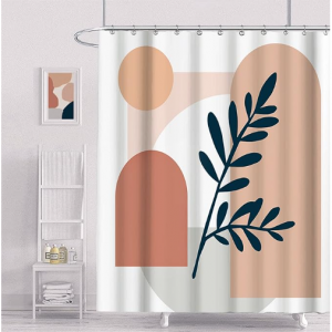 Quinnsus 帶12個金屬掛鉤防水浴簾，72" x 72" @ Amazon