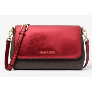 MICHAEL KORS Jet Set Medium Signature Logo and Patent Convertible Crossbody Bag