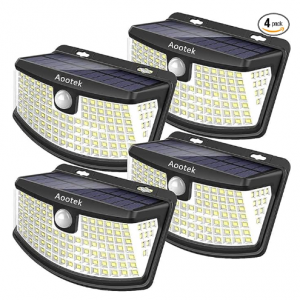 Aootek New Solar Motion Sensor Lights 120 LEDs with Lights Reflector (4 Pack) @ Amazon