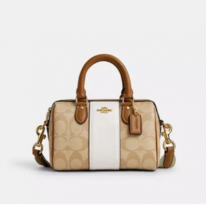61% Off Coach Mini Rowan Crossbody In Signature Canvas With Stripe @ Coach Outlet	