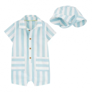 婴儿条纹衬衫连体服套装