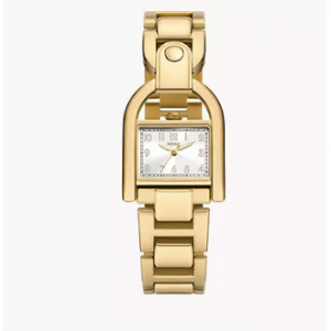 Fossil Harwell Three-Hand Gold-Tone Stainless 方盘手表