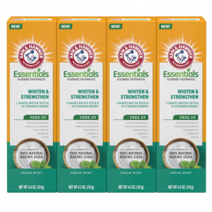 ARM & HAMMER Essentials Whiten & Strengthen Fluoride Toothpaste-4 Pack of 4.3oz Tubes @ Amazon