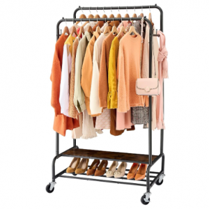 Tajsoon Garment Rack with 2 Shelves @ Amazon