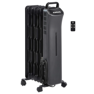 Amazon Basics Portable Digital Radiator Heater with 7 Wavy Fins and Remote Control, Black, 1500W