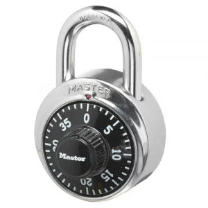Master Lock Combination Stainless Steel Padlock w/Key Cylinder 1 7/8 in. Wide, Black/Silver