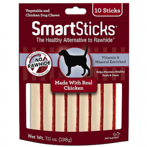SmartBones Smartsticks No Rawhide, Dog Chews Made With Real Chicken and Vegetables, 10 sticks